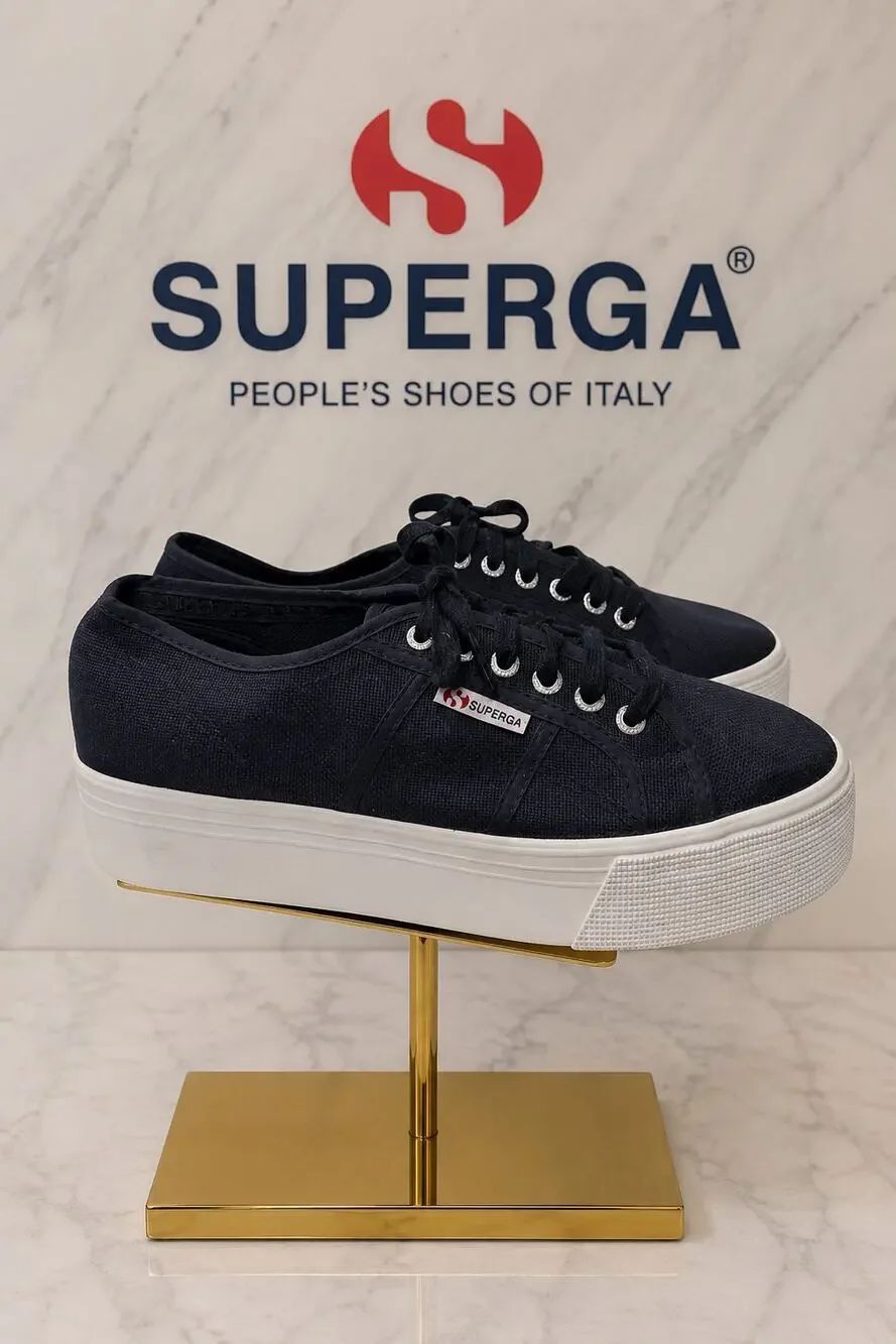 Superga 2790 Acotw Platform Navy Canvas Sneakers Women’s 9.5 EU 41